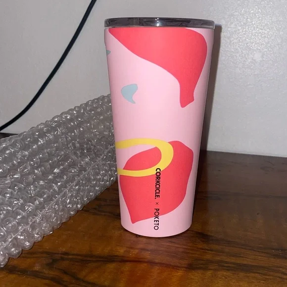 NWT Corkcicle Poketo/Pink Party 16oz Tumbler - Picture 1 of 7